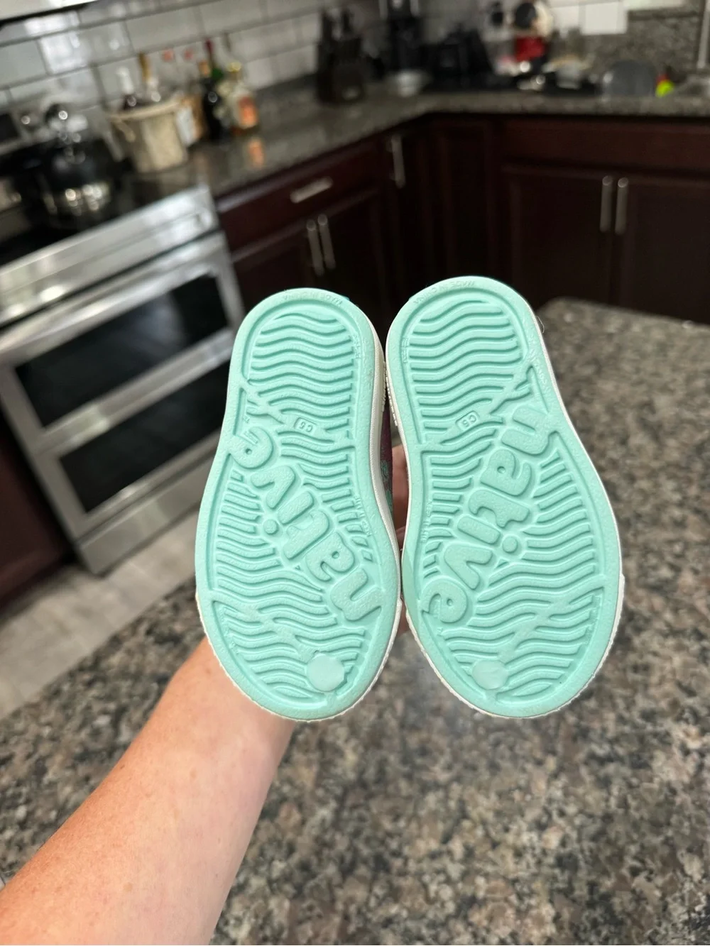 Kids Glitter Slip-On Water-Friendly Shoes - Mint & Pink size 5 Toddler